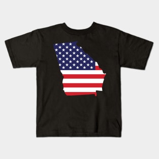 Georgia State Shape Flag Background Kids T-Shirt